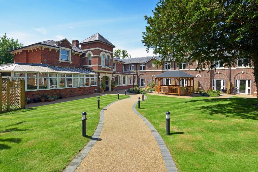 Entrance and front lawn of Westerham Place Care Home in Kent.