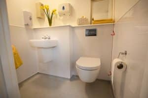 A newly-refurbished ensuite facility at Featherton House Care Home near Banbury.